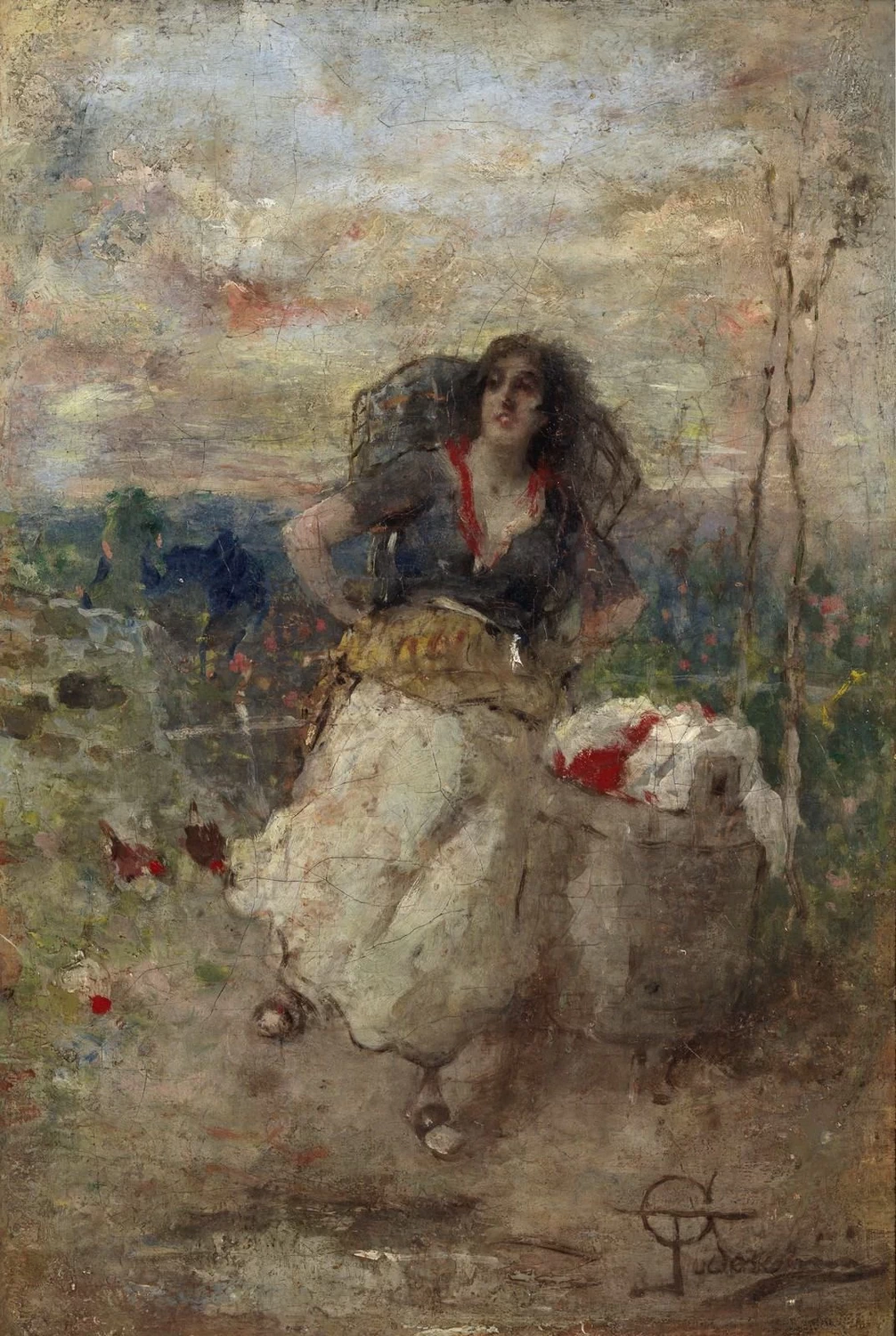 Donna con il paniere
